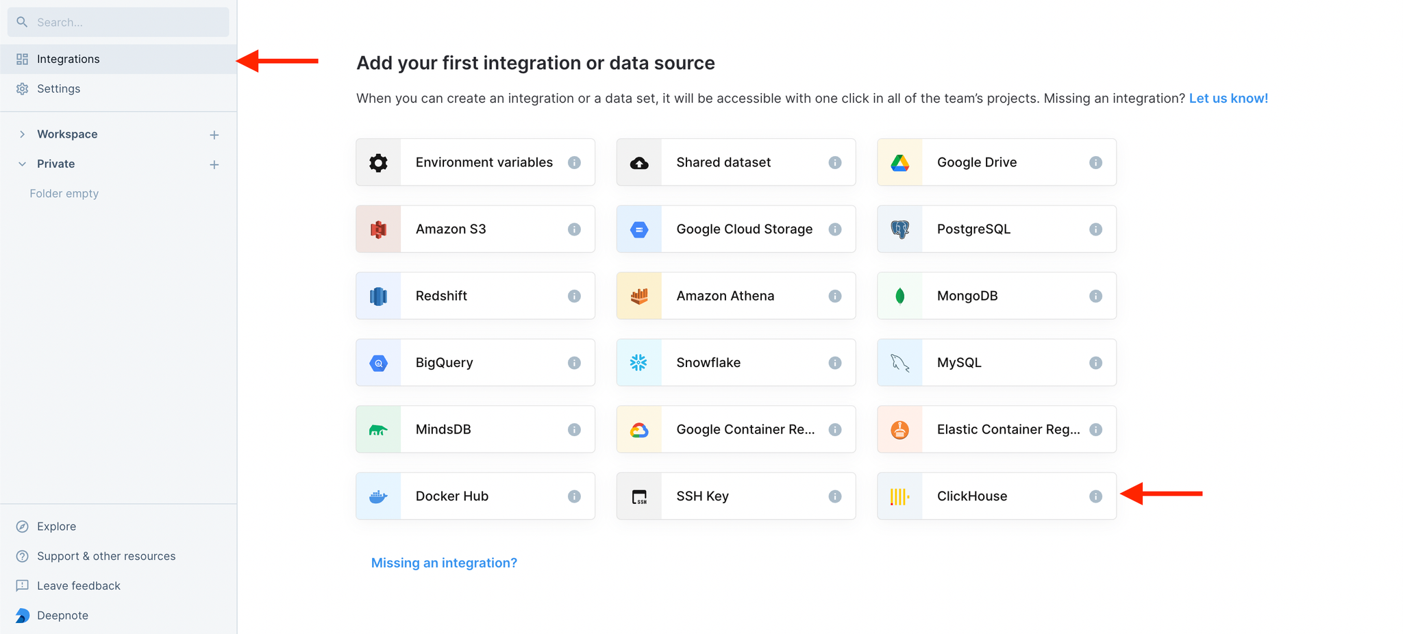 ClickHouse integration tile - Zoomed