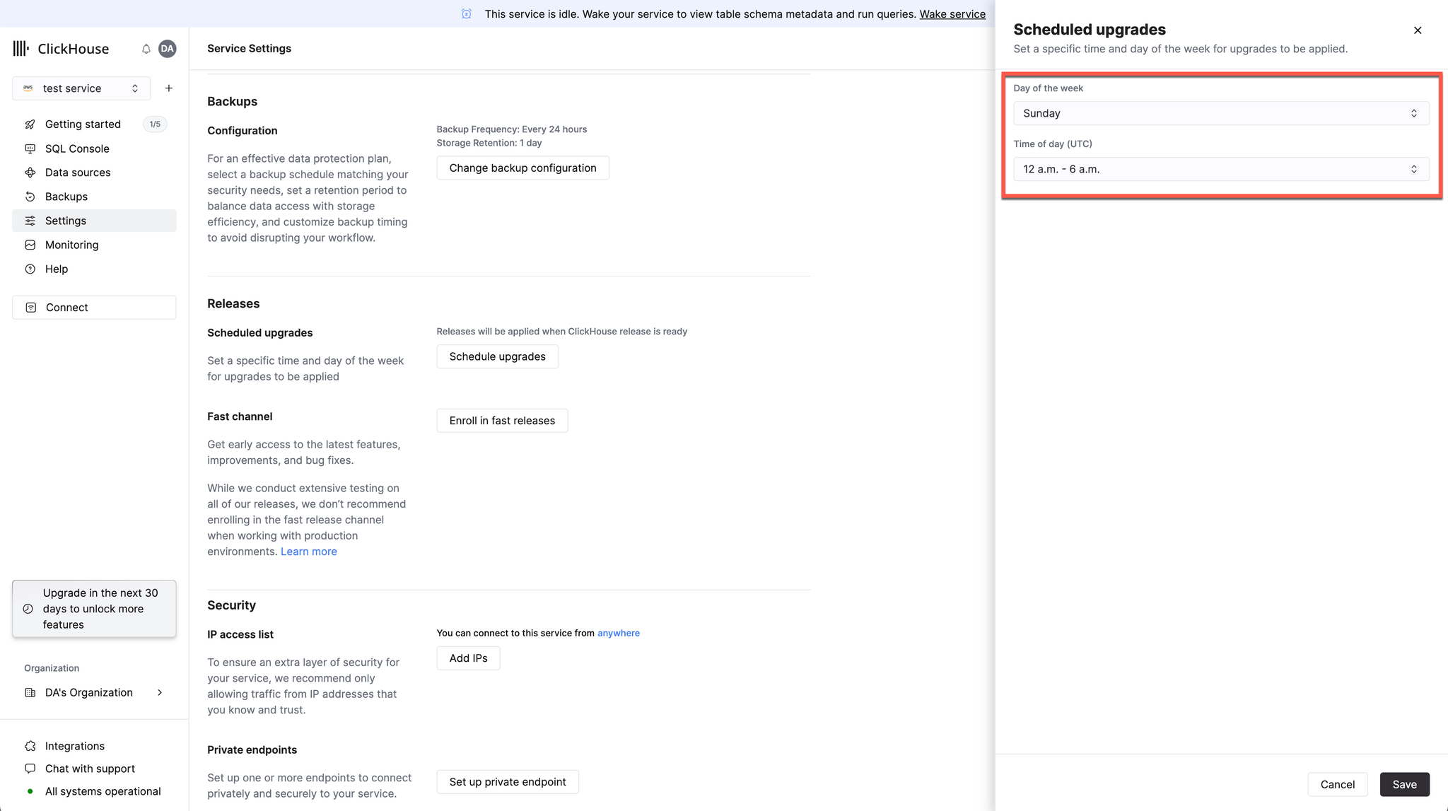 Scheduled upgrade window - Zoomed